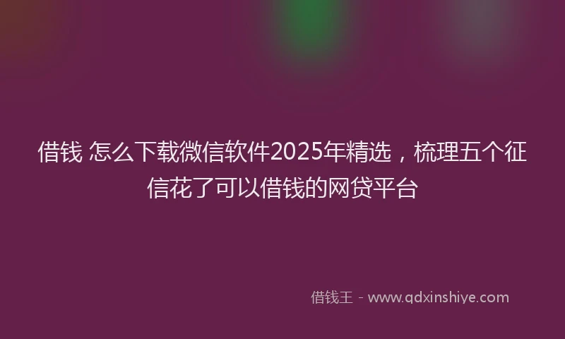 借钱 怎么下载微信软件2025年精选,梳理五个征信花了可以借钱的网贷平台