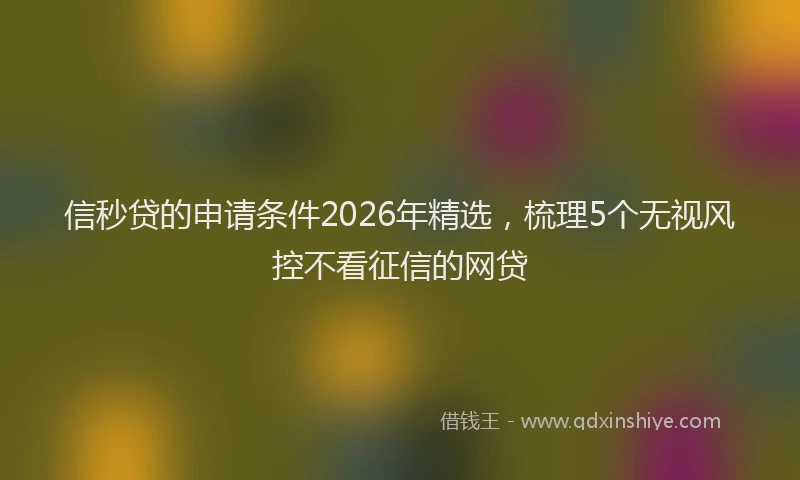 信秒贷的申请条件2026年精选，梳理5个无视风控不看征信的网贷