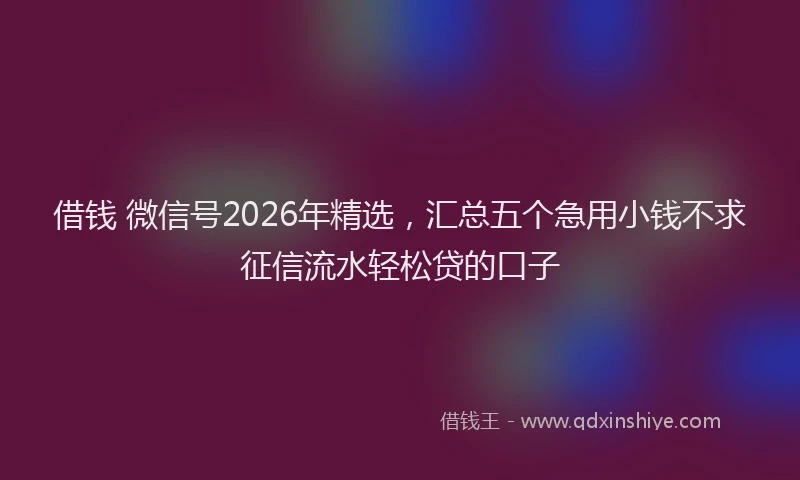 借钱 微信号2026年精选，汇总五个急用小钱不求征信流水轻松贷的口子