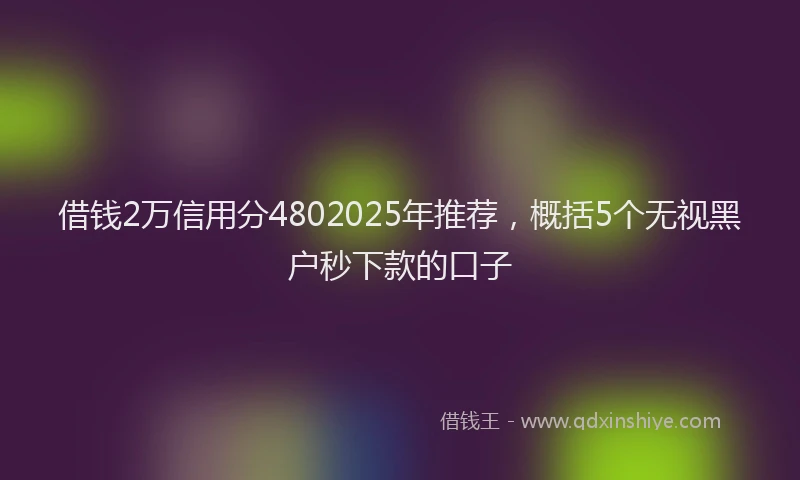 借钱2万信用分4802025年推荐，概括5个无视黑户秒下款的口子