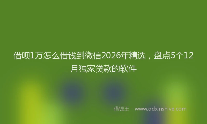 借呗1万怎么借钱到微信2026年精选，盘点5个12月独家贷款的软件