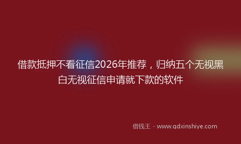 借款抵押不看征信2026年推荐,归纳五个无视黑白无视征信申请就下款的软件