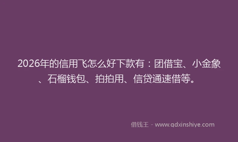 2026年的信用飞怎么好下款有:团借宝、小金象、石榴钱包、拍拍用、信贷通速借等。