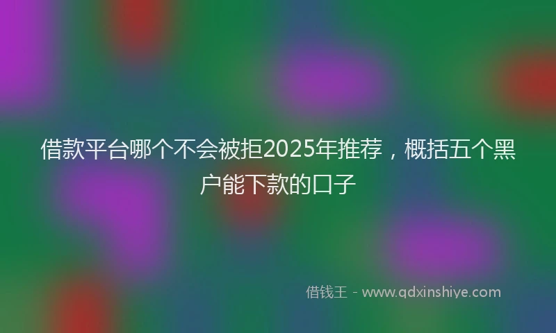 借款平台哪个不会被拒2025年推荐，概括五个黑户能下款的口子