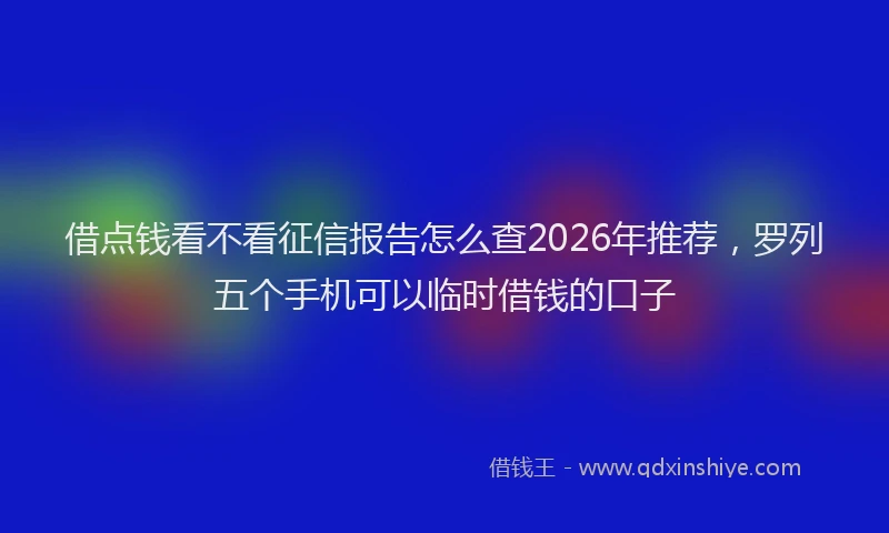 借点钱看不看征信报告怎么查2026年推荐,罗列五个手机可以临时借钱的口子
