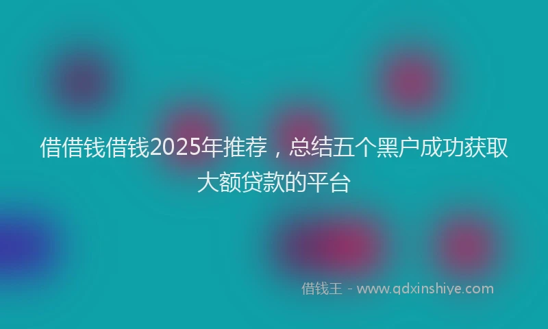 借借钱借钱2025年推荐，总结五个黑户成功获取大额贷款的平台