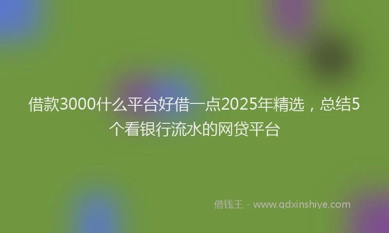 借款3000什么平台好借一点2025年精选,总结5个看银行流水的网贷平台