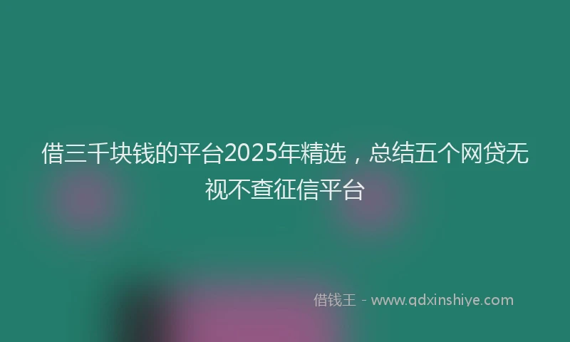 借三千块钱的平台2025年精选,总结五个网贷无视不查征信平台