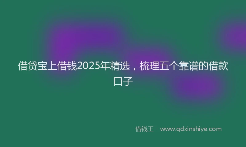 借贷宝上借钱2025年精选，梳理五个靠谱的借款口子