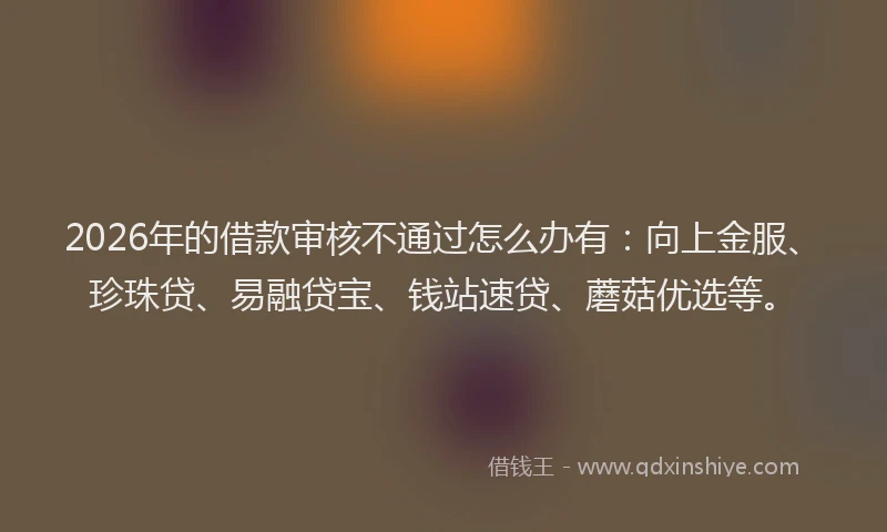 2026年的借款审核不通过怎么办有：向上金服、珍珠贷、易融贷宝、钱站速贷、蘑菇优选等。