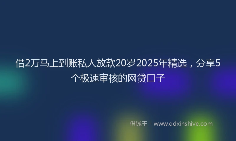 借2万马上到账私人放款20岁2025年精选,分享5个极速审核的网贷口子