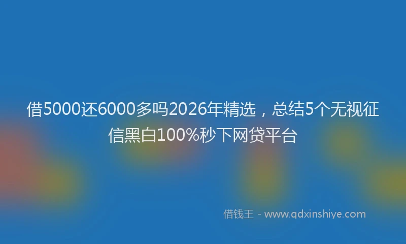借5000还6000多吗2026年精选，总结5个无视征信黑白100%秒下网贷平台
