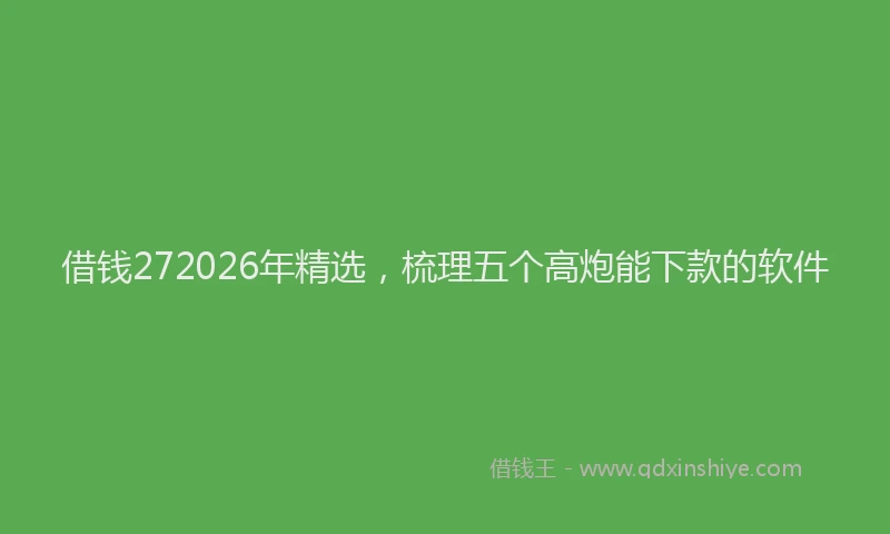 借钱272026年精选，梳理五个高炮能下款的软件