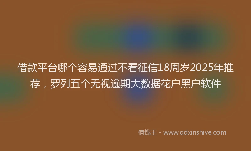 借款平台哪个容易通过不看征信18周岁2025年推荐，罗列五个无视逾期大数据花户黑户软件