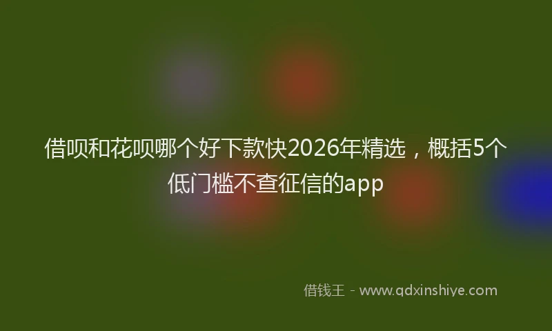 借呗和花呗哪个好下款快2026年精选，概括5个低门槛不查征信的app