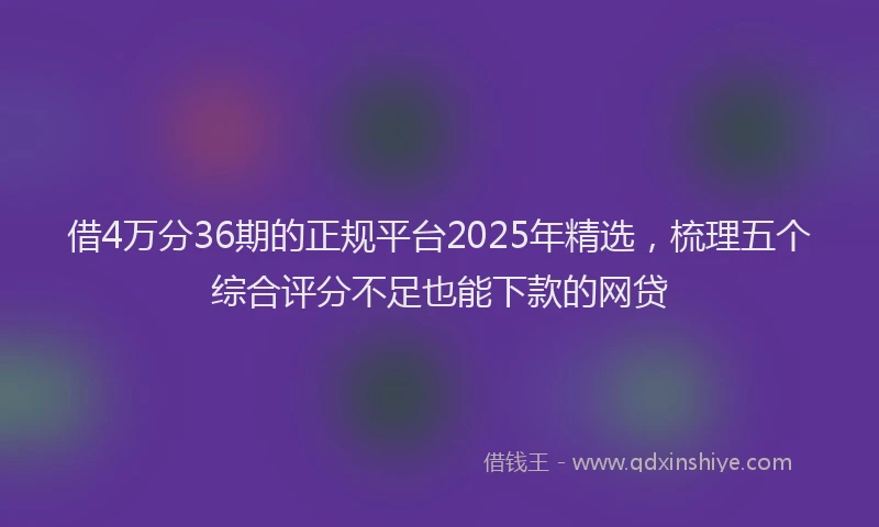 借4万分36期的正规平台2025年精选，梳理五个综合评分不足也能下款的网贷