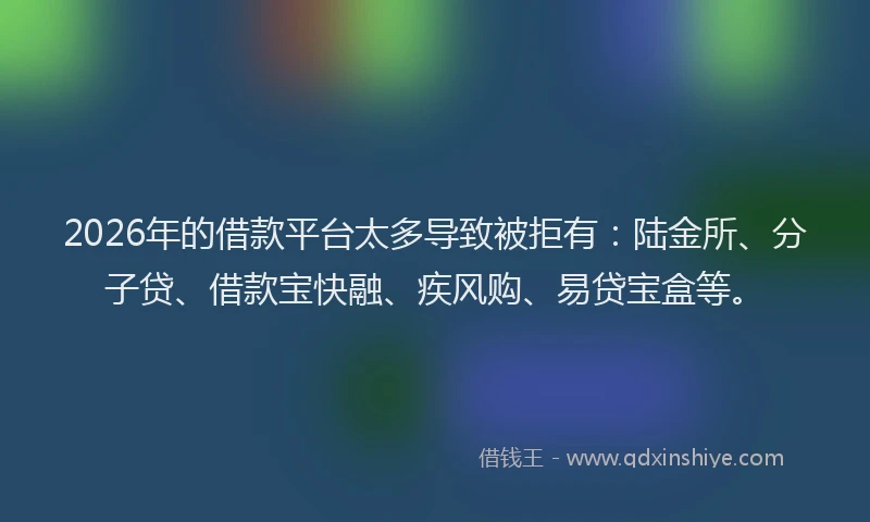 2026年的借款平台太多导致被拒有：陆金所、分子贷、借款宝快融、疾风购、易贷宝盒等。
