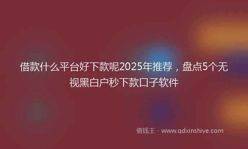 借款什么平台好下款呢2025年推荐,盘点5个无视黑白户秒下款口子软件