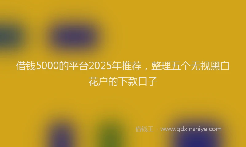 借钱5000的平台2025年推荐,整理五个无视黑白花户的下款口子