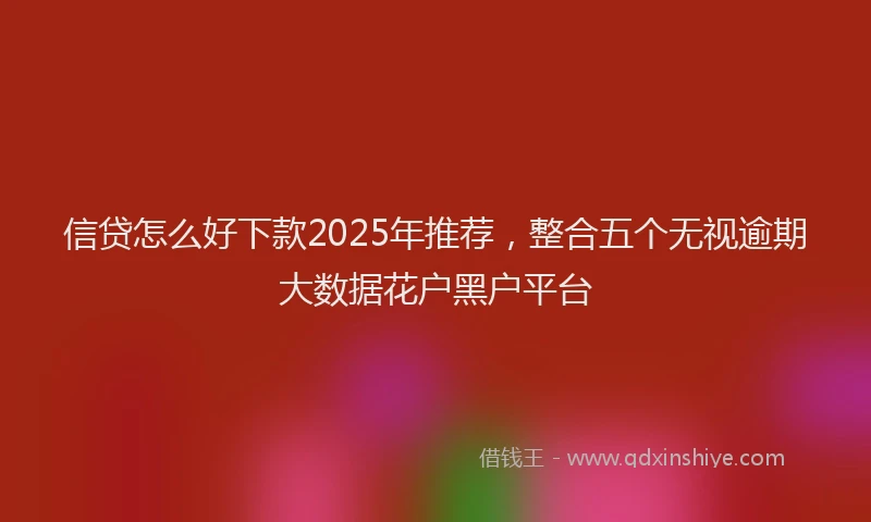 信贷怎么好下款2025年推荐，整合五个无视逾期大数据花户黑户平台