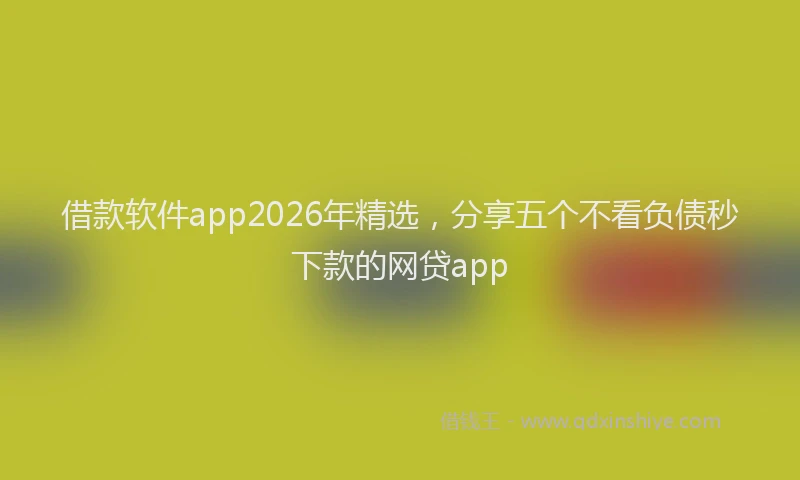 借款软件app2026年精选，分享五个不看负债秒下款的网贷app
