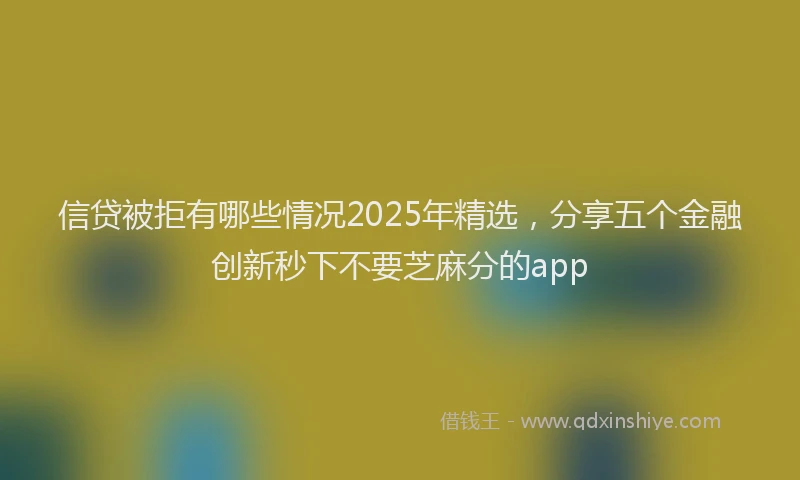 信贷被拒有哪些情况2025年精选，分享五个金融创新秒下不要芝麻分的app