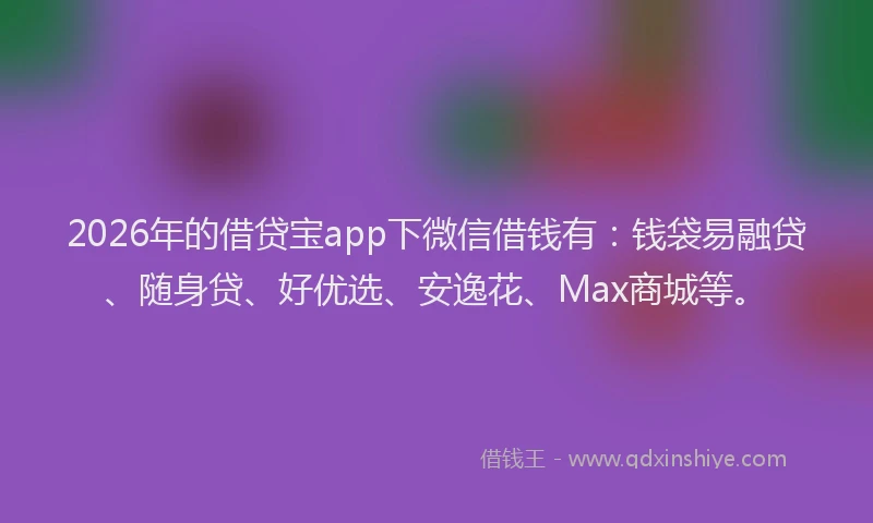 2026年的借贷宝app下微信借钱有：钱袋易融贷、随身贷、好优选、安逸花、Max商城等。