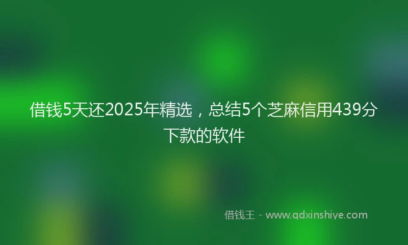 借钱5天还2025年精选,总结5个芝麻信用439分下款的软件