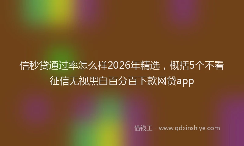 信秒贷通过率怎么样2026年精选，概括5个不看征信无视黑白百分百下款网贷app