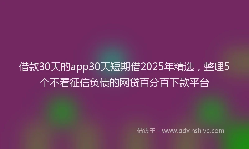 借款30天的app30天短期借2025年精选，整理5个不看征信负债的网贷百分百下款平台
