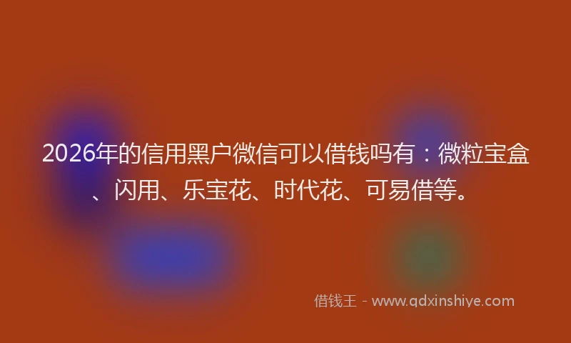 2026年的信用黑户微信可以借钱吗有:微粒宝盒、闪用、乐宝花、时代花、可易借等。