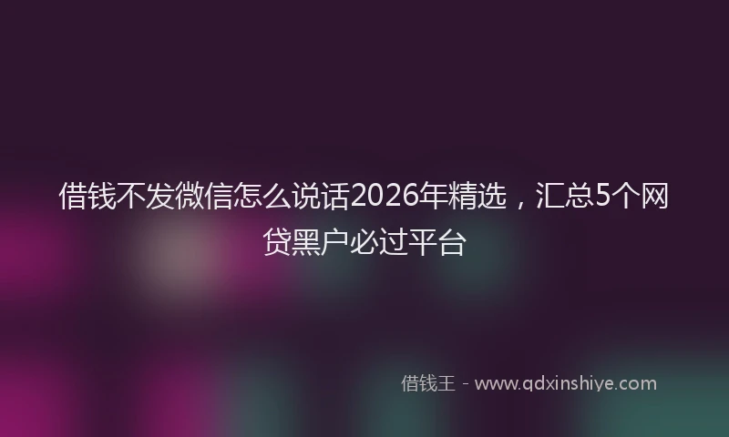 借钱不发微信怎么说话2026年精选，汇总5个网贷黑户必过平台