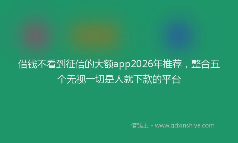 借钱不看到征信的大额app2026年推荐,整合五个无视一切是人就下款的平台