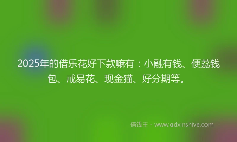 2025年的借乐花好下款嘛有:小融有钱、便荔钱包、戒易花、现金猫、好分期等。