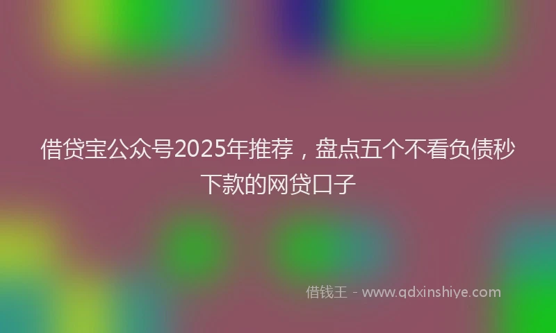 借贷宝公众号2025年推荐,盘点五个不看负债秒下款的网贷口子
