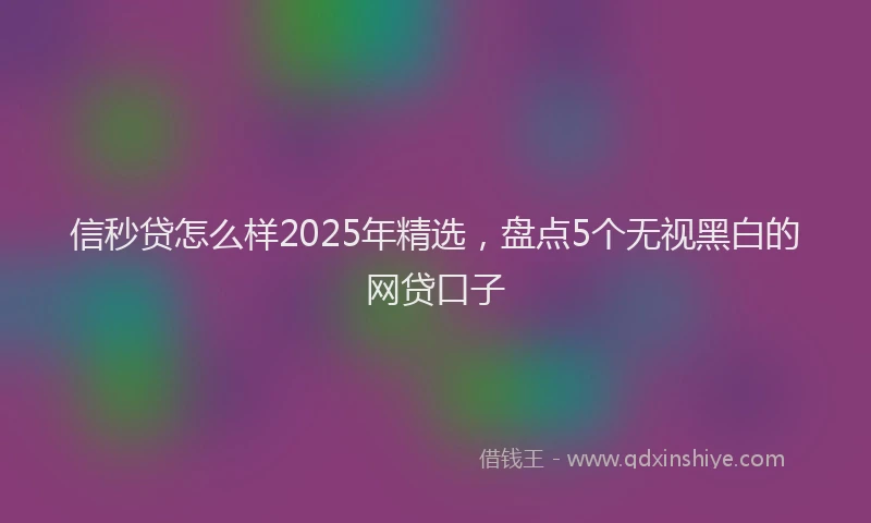 信秒贷怎么样2025年精选，盘点5个无视黑白的网贷口子
