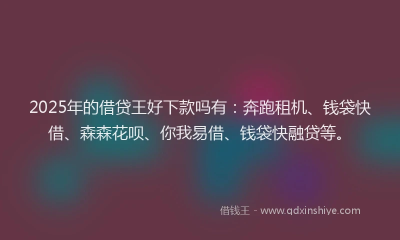 2025年的借贷王好下款吗有:奔跑租机、钱袋快借、森森花呗、你我易借、钱袋快融贷等。