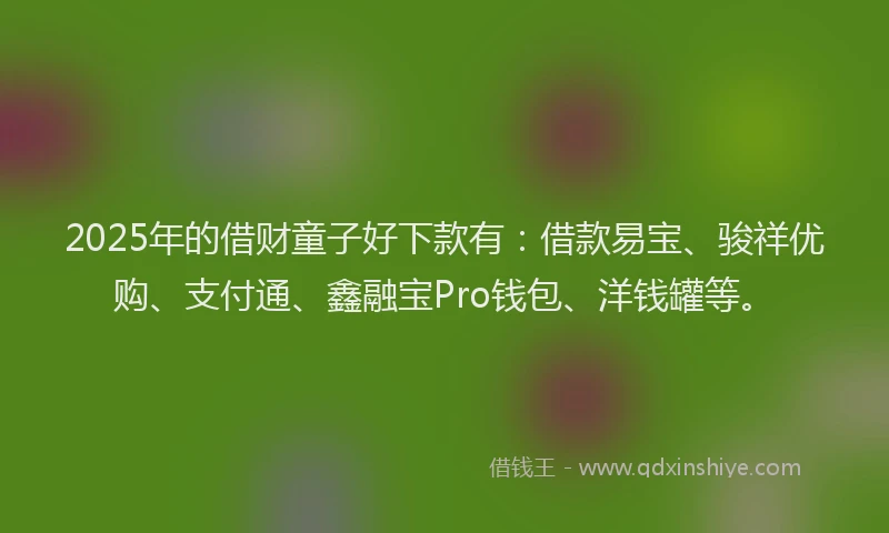 2025年的借财童子好下款有：借款易宝、骏祥优购、支付通、鑫融宝Pro钱包、洋钱罐等。