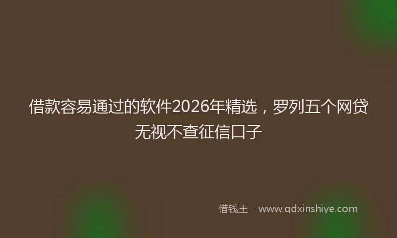 借款容易通过的软件2026年精选，罗列五个网贷无视不查征信口子