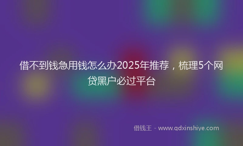 借不到钱急用钱怎么办2025年推荐，梳理5个网贷黑户必过平台