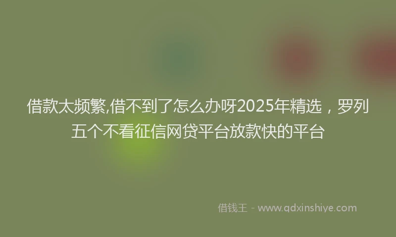 借款太频繁,借不到了怎么办呀2025年精选，罗列五个不看征信网贷平台放款快的平台