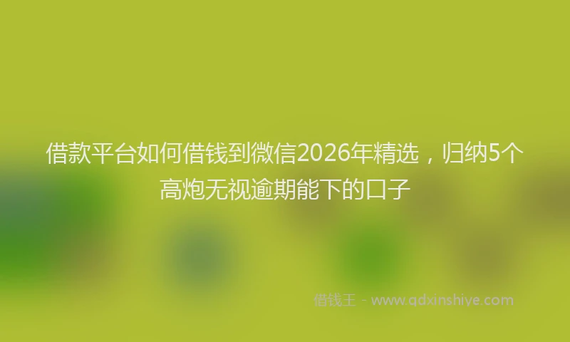 借款平台如何借钱到微信2026年精选，归纳5个高炮无视逾期能下的口子