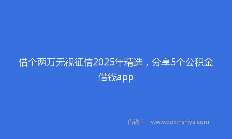 借个两万无视征信2025年精选,分享5个公积金借钱app