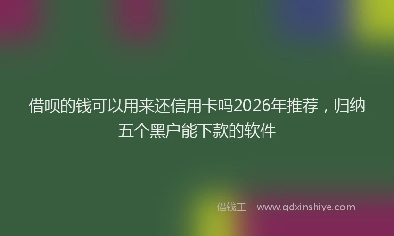 借呗的钱可以用来还信用卡吗2026年推荐，归纳五个黑户能下款的软件