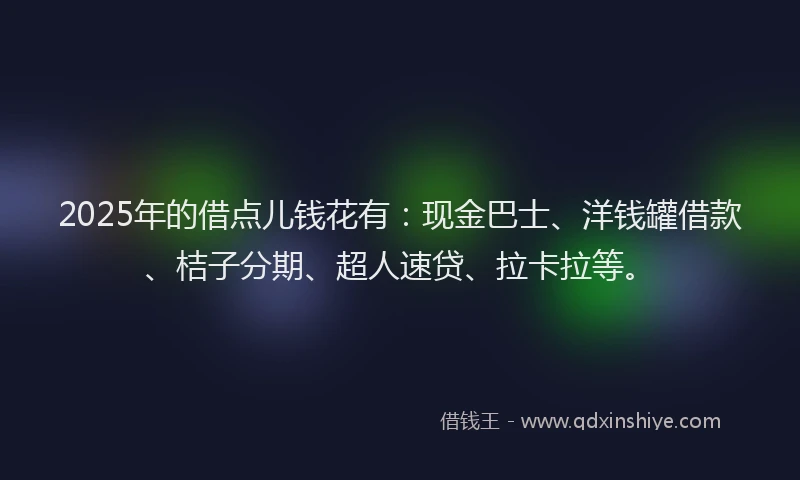 2025年的借点儿钱花有：现金巴士、洋钱罐借款、桔子分期、超人速贷、拉卡拉等。