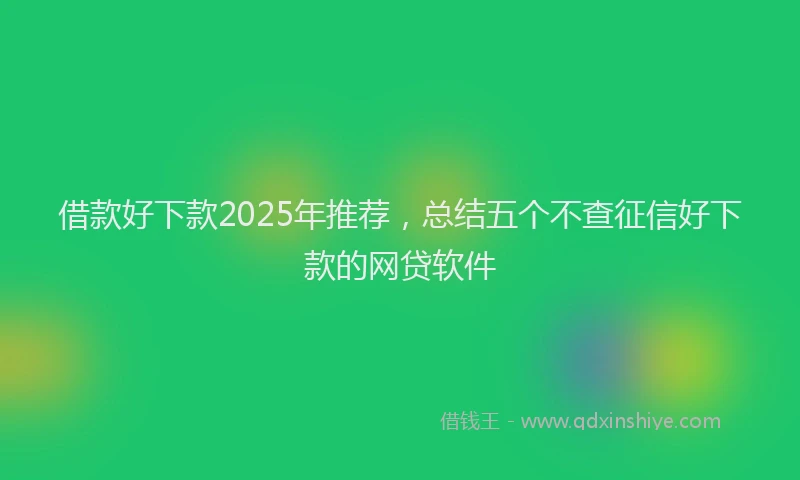 借款好下款2025年推荐，总结五个不查征信好下款的网贷软件