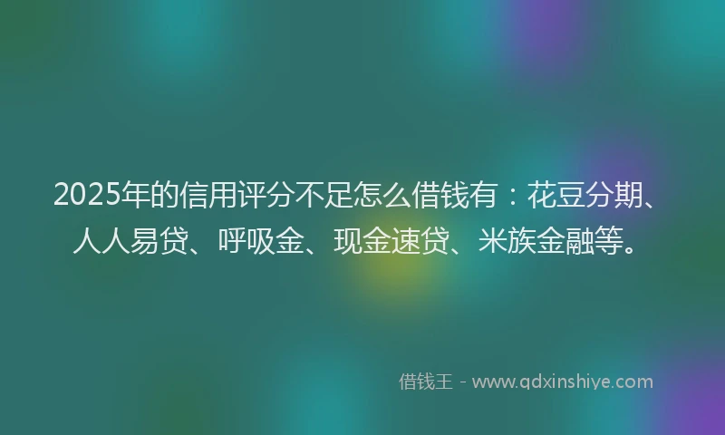 2025年的信用评分不足怎么借钱有：花豆分期、人人易贷、呼吸金、现金速贷、米族金融等。