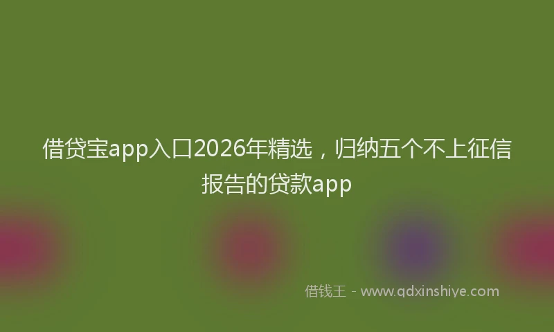 借贷宝app入口2026年精选，归纳五个不上征信报告的贷款app