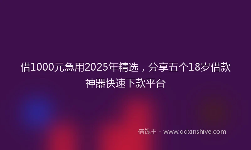 借1000元急用2025年精选,分享五个18岁借款神器快速下款平台