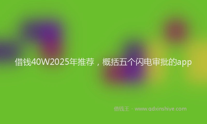 借钱40W2025年推荐,概括五个闪电审批的app